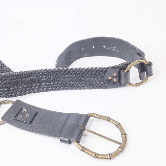 Tommy Bahama Womens Belt Black Medium Large Woven Braided Bohemian O Ring Chain - Picture 4 of 5